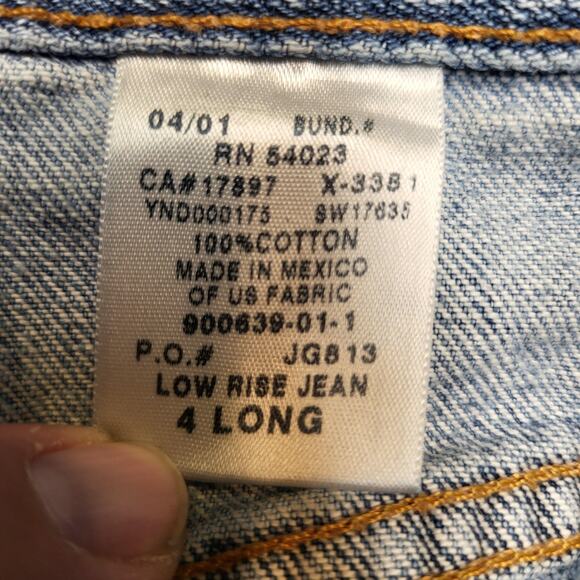 Vintage Gap Jeans Womens 4 Long Low Rise Light Wash Button Fly Raw Hem Y2K 00s - Picture 4 of 14